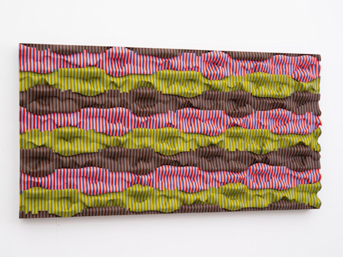 Ara Peterson, Wavepack, 2012. Acrylic paint on wood, 30 x 56 x 4 in, 76 x 142 x 8 cm