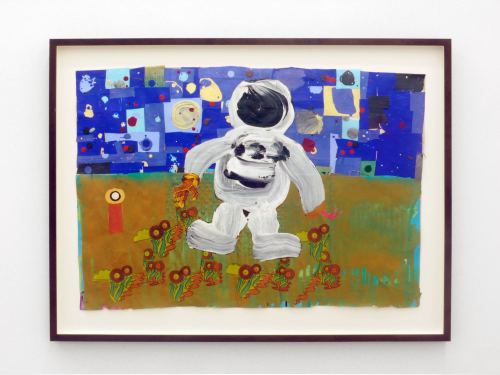 Brian Belott, Slobbot, 2008. Acrylic and collage on paper, 16 x 24 in, 41 x 61 cm