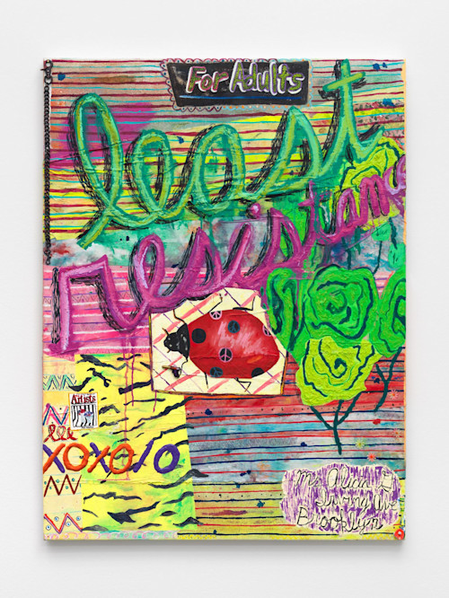 Alicia Gibson, Least Resistance, 2018. Oil and various on muslin over canvas, 48 x 36 in, 122 x 91 cm