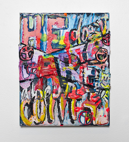 Alicia Gibson, He Doesn’t Care About My Content, 2019. Oil and encaustic on muslin and canvas, 10 x 8 in (25 x 20 cm)