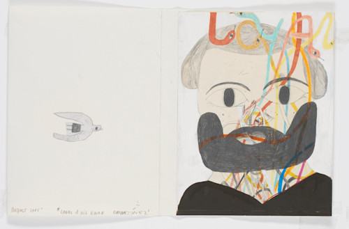 Eddie Martinez, Loyal And His Band 1, 2005. Pencil and acrylic on paper