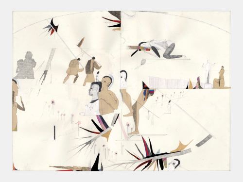 Joseph Hart, Violent Contrapposto, 2006. Prismacolor pen, gesso, pencil and collage on paper, 22 x 30 in, 56 x 76 cm