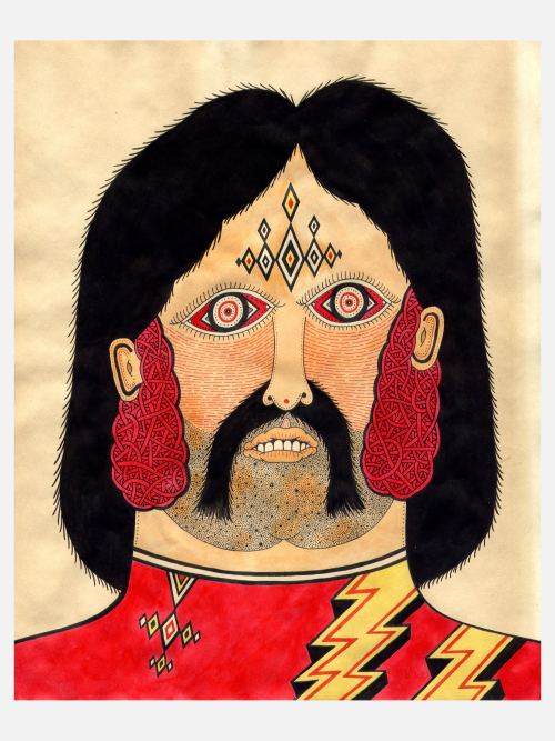 Matt Leines, Portrait of a Man of the Lightning People, 2005. Watercolor, in and pencil on paper, 11 x 8 in, 28 x 20 cm