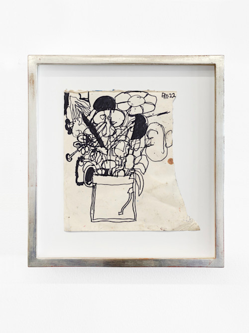Eddie Martinez, Untitled, 2022. Sharpie and debris on paper, 6 x 6 in (15 x 15 cm)