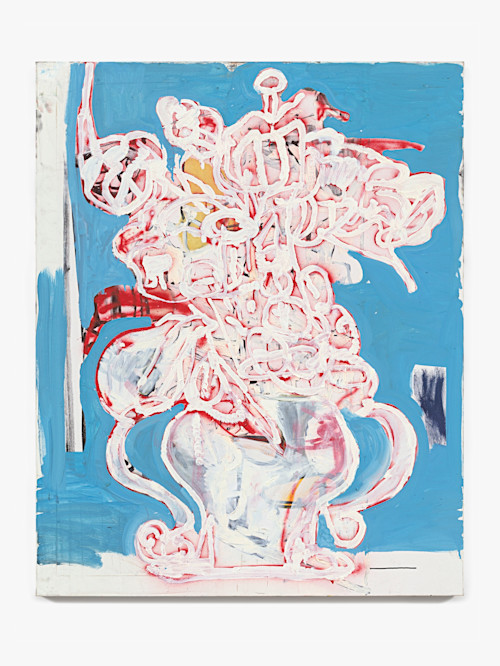 Eddie Martinez, Relaxed Super Hero Flower, 2020. Oil paint and spray paint on canvas, 60 x 48 in (152 x 122 cm)