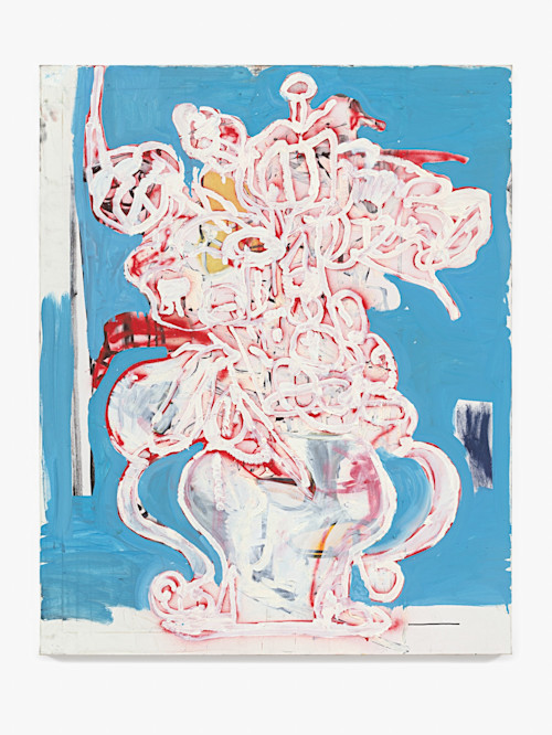 Eddie Martinez, Relaxed Super Hero Flower, 2020. Oil paint and spray paint on canvas, 60 x 48 in (152 x 122 cm)