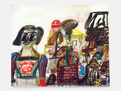 Eddie Martinez, Lost Luggage, 2008. Mixed media on canvas, 60 x 72 in, 152 x 183 cm