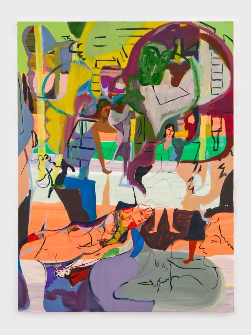 Jackie Gendel, Tete-a-tete-a-tete, 2012. Oil on canvas, 48 x 36 in, 122 x 91 cm