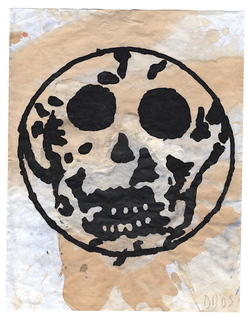 Donald Baechler, Untitled Skull, 2005. Gouache and tea on paper, 14 x 11 in, 36 x 28 cm