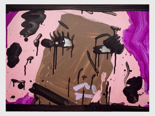 Katherine Bernhardt, Pink Hair - Purple Lips, 2013. Acrylic on canvas, 18 x 24 in, 46 x 61 cm