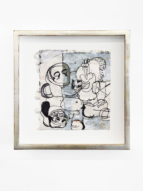 Eddie Martinez, Untitled, 2022. Watercolor, acrylic paint, Sharpie and debris on paper, 6 x 5.25 in (15 x 13 cm)