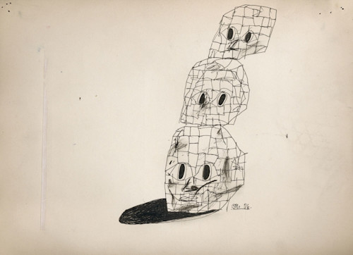 Eddie Martinez, Blockhead Stack x3, 2006. Ink on paper