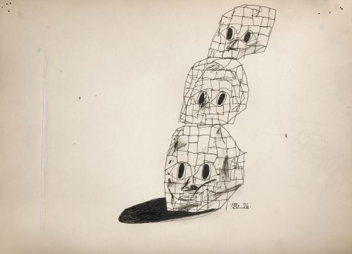 Eddie Martinez, Blockhead Stack x3, 2006. Ink on paper