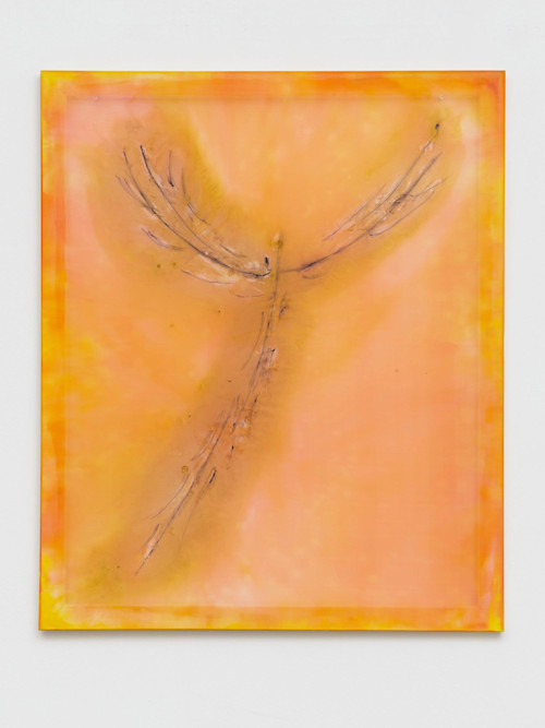 Magni Borgehed, 2015. Silk paint, ink, and sauna wax on silk, 43 x 35 in, 108 x 90 cm