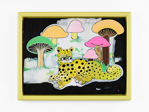 Alake Shilling, Lazy Leopard Lounge, 2024. Acrylic on canvas, 12 x 16 in (30 x 40 cm)