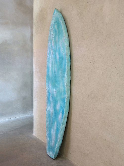 Tiril Hasselknippe, Surfboard (Light Blue), 2014. Styrofoam, resin, pigment, glasfiber 78 x 19 x 3 in, 197 x 48 x 7 cm