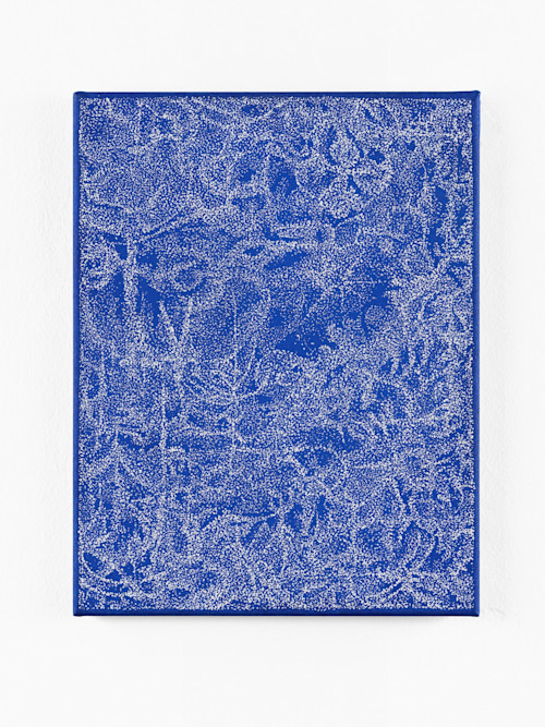 Jean Nagai, Sombre Reptiles, 2024. Correction fluid, acrylic on canvas, 14 x 11 in (36 x 28 cm)