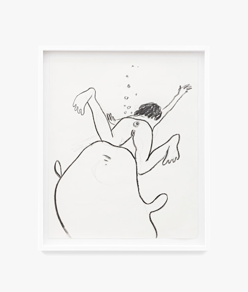 Sanya Kantarovsky, Untitled, 2016. Charcoal on paper, 18 x 15 in (46 x 38 cm)