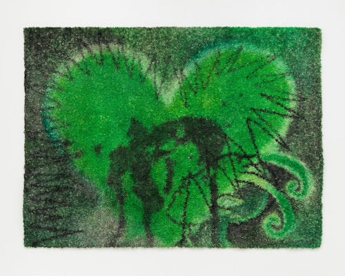 Brook Hsu, Pan's Heart-Character Pond, 2018. Dye and acrylic on carpet, 60 × 84 in (152 × 213 cm)