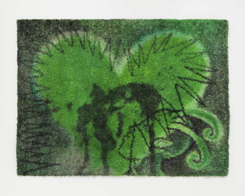 Brook Hsu, Pan's Heart-Character Pond, 2018. Dye and acrylic on carpet, 60 × 84 in (152 × 213 cm)