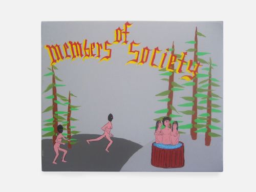 Chris Lindig, Members Of Society, 2005. Acrylic and gouache on wood, 24 x 20 in, 60 x 51 cm