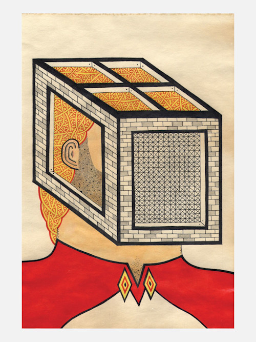 Matt Leines, Portrait of a Warrior in Helm, 2005. Watercolor, in and pencil on paper, 6 x 8 in, 20 x 14 cm