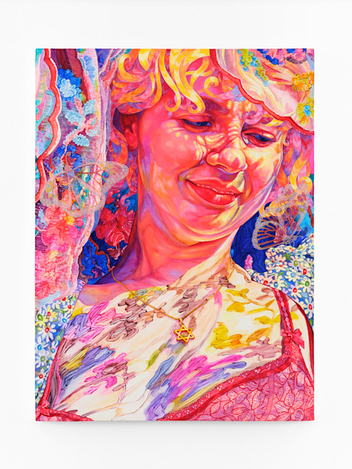 Hannah Lupton Reinhard, My Special Friend in the Flowers, 2022. Oil and swarovski crystals on canvas, 40 x 30 in (102 x 76 cm)