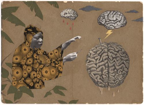 Stefan Danielsson, Bush Headache, 2006. Collage and pencil on paper, 7 x 9 in, 17 x 23 cm