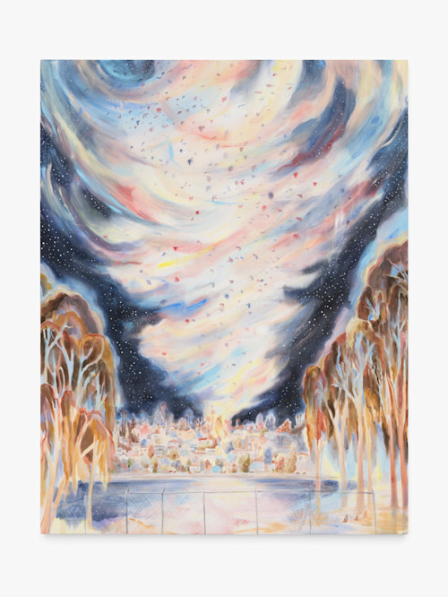 Michelle Blade, The Embodied Energy, 2023. Acrylic and ink on poplin, 80 x 62 in (203 x 157 cm)