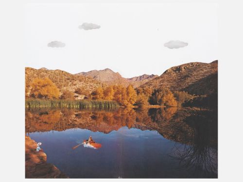 Misaki Kawai, Kayak Splash, 2005. Collage and gouache on paper, 16 x 18 in, 40 x 45 cm