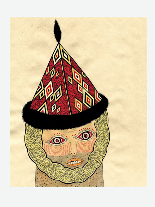 Matt Leines, Man With Pointy Hat, 2005. Watercolor, in and pencil on paper, 6 x 8 in, 20 x 14 cm