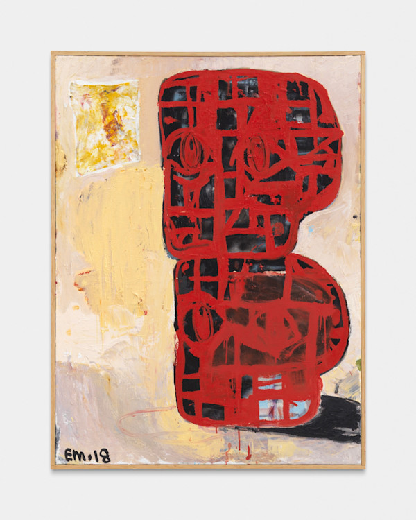 Oil, spray paint, oil bar and baby wipe collage on canvas, 40 x 30 in, 102 x 76 cm