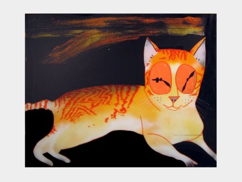 Brian Belott, Clock Eyed Cat #1, 2005. Acrylic paint on plexiglas, 24 x 30 in, 61 x 76 cm