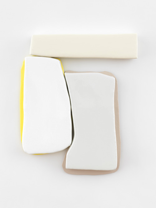 Justin Adian, Flareside, 2019. Oil enamel on canvas and felt over wood, 21 x 18 in, 53 x 46 cm
