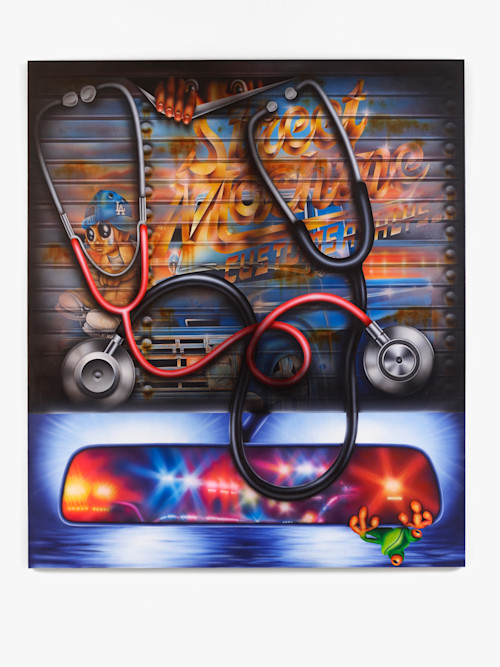 Mario Ayala, Routine Physical, 2018. Acrylic on canvas, 72 x 62 in (183 x 157 cm)