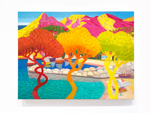 Daniel Heidkamp, La Plage, 2022. Oil on linen, 36 x 48 in (91 x 122 cm)