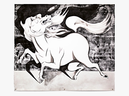 Mark Thomas Gibson, Running Scared, 2020. Ink on paper, 48 x 55 in (122 x 140 cm)