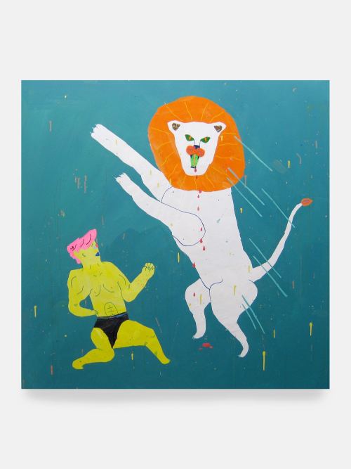 Misaki Kawai, Wild Fighter, 2007. Acrylic and collage on canvas, 64 x 64 in, 163 x 163 cm