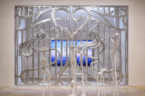 Linda Pederson, Gate of Ending Beginnings, 2019. Sand casted aluminum, 81 x 116 in, 206 x 294 cm