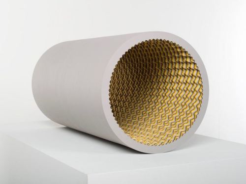 Ara Peterson, Grey Tube, 2010. Wood and acrylic paint, 15 x 15 x 31 in, 38 x 38 x 79 cm