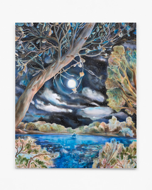 Michelle Blade, The Blue Horse, 2022. Acrylic and ink on poplin, 74 x 62 in (188 x 157 cm)