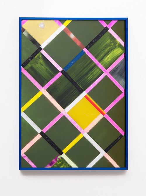 Brian Belott, Car Battery Pink, 2011. Acrylic, foil, paper, cellophane on plexiglass, 30 x 20 in, 76 x 51 cm