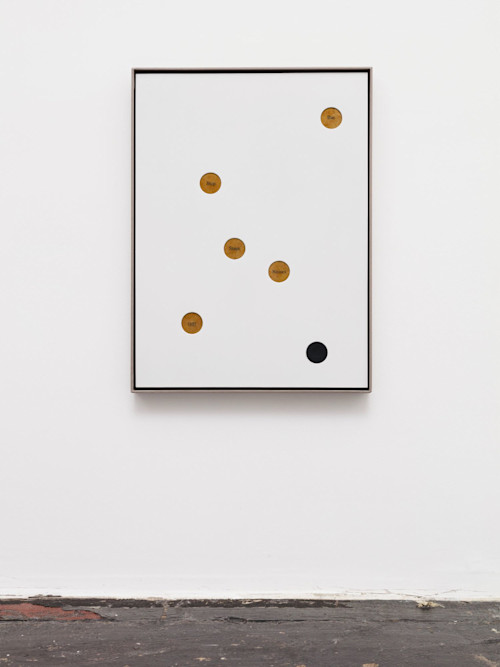 Jesse Stecklow, Collage Trap 1, 2016. Fly tape, chipboard, aluminum, printed glassine, vinyl, paper-covered chipboard box Two Parts, 11.5 x 15.5 x 1.5 in