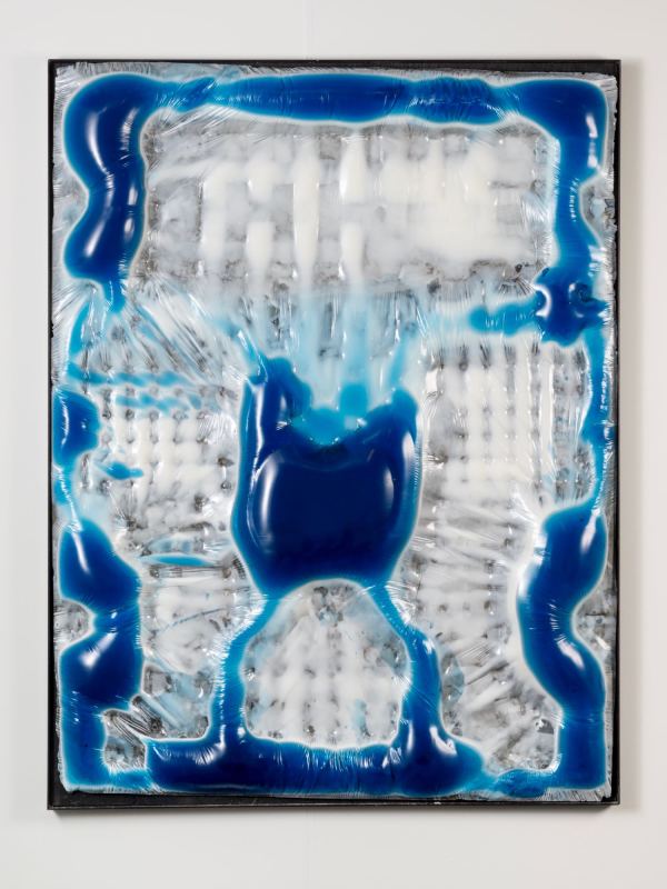 Resin, pigment, and painted steel frame, 59 x 46 x 3.5 in, 150 x 117 x 9 cm