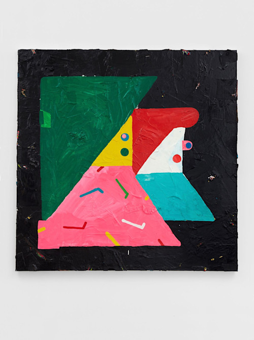 Misaki Kawai, Movie Night, 2011. Acrylic, fabric and paper on canvas, 60 x 60 in, 152 x 152 cm