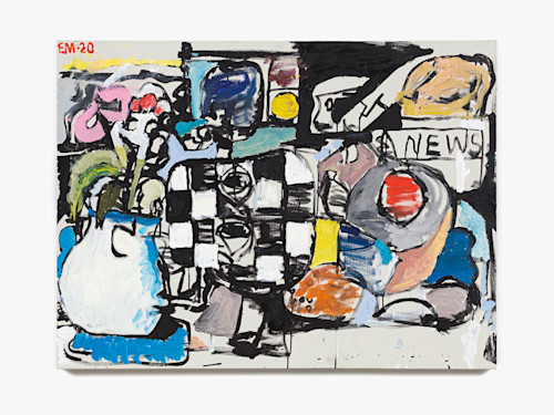 Eddie Martinez, News, 2020. Oil and acrylic paint on linen, 30 x 40 in (76 x 102 cm)