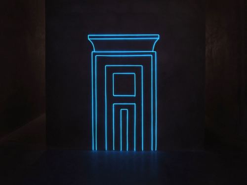 Cecilia Ömalm Krajcikova Door to Afterlife, 2012. Light thread, nails, 72 x 45 x 41 in, 183 x 116 x 104 cm
