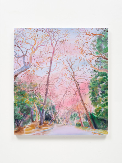 Michelle Blade, Sunset on Arroyo, 2026. Acrylic and ink on poplin, 34 x 30 in (86 x 76 cm)