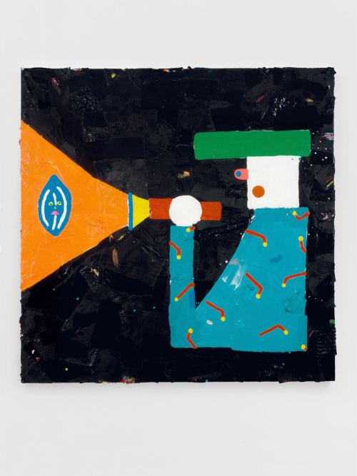 Misaki Kawai, Night Safari, 2011. Acrylic, fabric and paper on canvas, 60 x 60 in, 152 x 152 cm