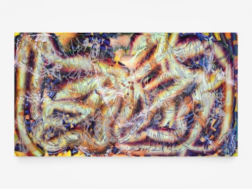 Lauren Quin, Airsickness, 2021. Oil on canvas, 50 x 90 in (127 x 229 cm)